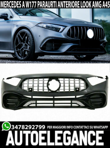 0221 PARAURTI PER MERCEDES-BENZ CLASSE A W177 LOOK AMG A45S + GRIGLIA CROMATA