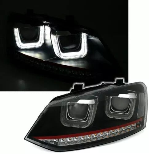 fari anteriori per VW Polo 6R / 6C con LED U-Tube a barra rossa