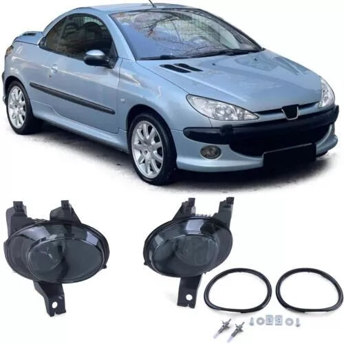 Coppia Fari Fendinebbia H1 Nero Fumo per Peugeot 206 Partir 98 + 206