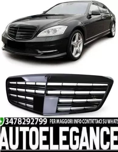 Griglia radiatore sportiva lucida per Mercedes Classe S W221 senza Distronic 09-