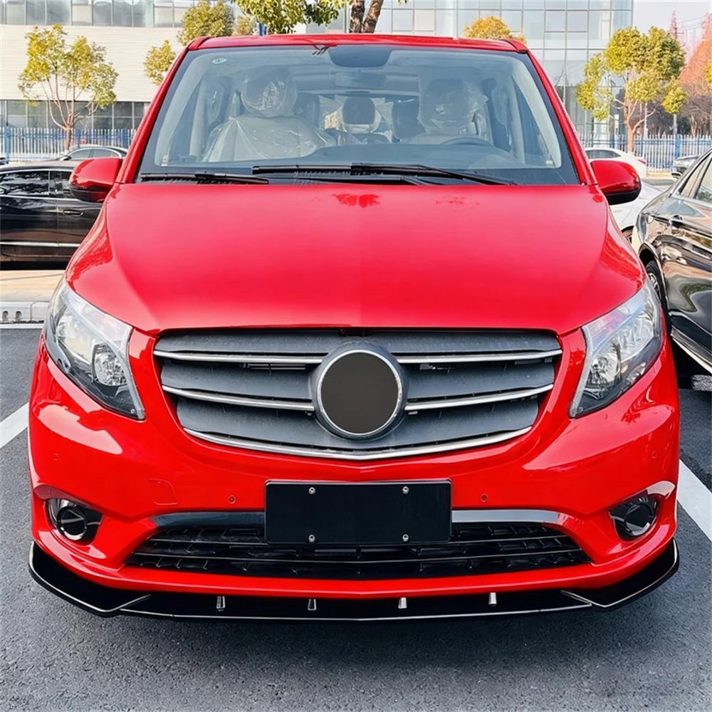 💫ART.8593 3pz Splitter Anteriore Per Mercedes Classe V 2016-2023 Nero Lucido💫