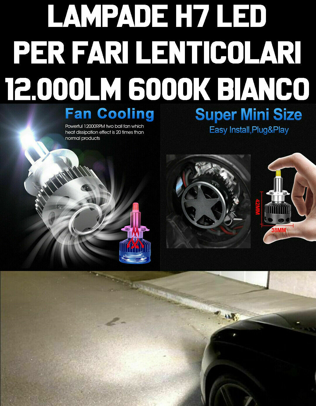KIT LED H7 6000K CANBUS PER LENTICOLARI ALFA ROMEO GIULIETTA NO AVARIA