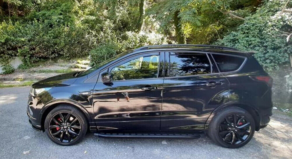 FORD KUGA II 2012-2018 PEDANE LATERALI SOTTO PORTA ALLUMINIO TOP QUALITA NERO