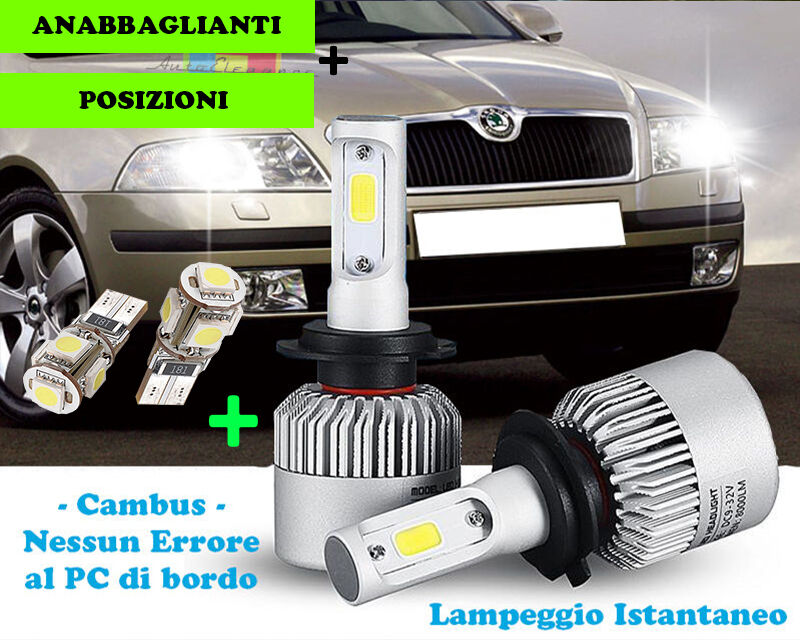 LED LOW BEAM LAMPS + POSITIONS T10 FOR SKODA OCTAVIA 04-13 CREE
