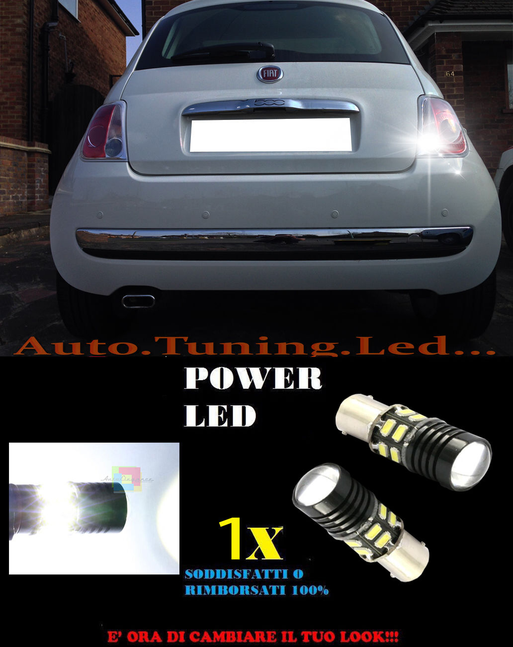 LAMPADA RETROMARCIA A LED P21W BA15 FIAT 500 6000K CANBUS NO ERROR