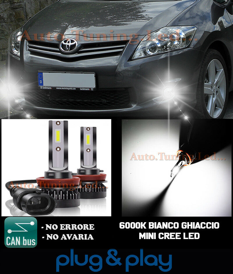 LAMPADE FENDINEBBIA A LED CREE TOYOTA AURIS I CAMBUS BIANCO GHIACCIO 8000LM