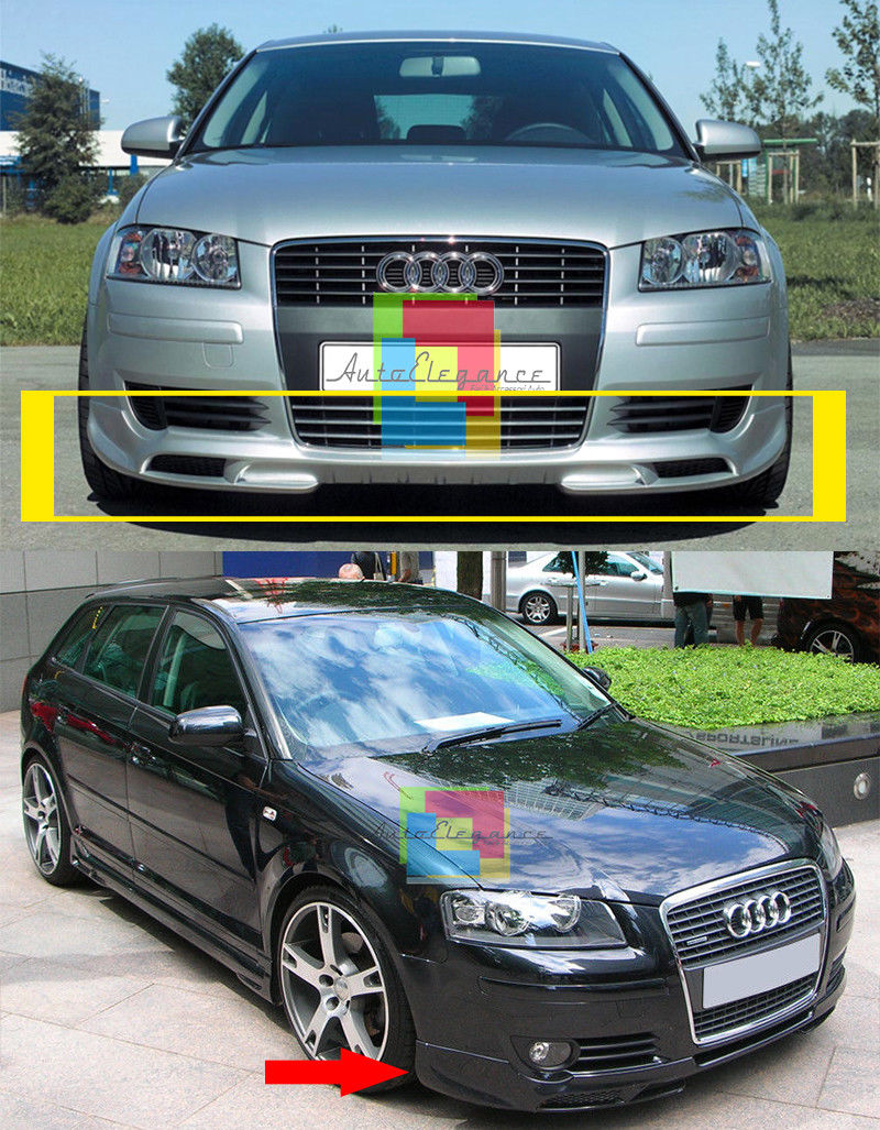 AUDI A3 8P 2003-2008 SPOILER ANTERIORE DESIGN S3 SLINE TUNING SOTTO PARAURTI AUTOELEGANCERICAMBI