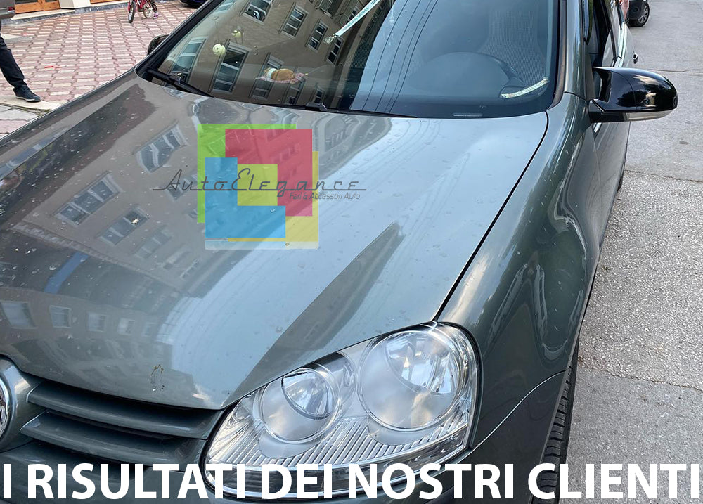 VW GOLF 5 V 03-08 CALOTTE ADESIVE SPECCHI SPECCHIETTI RETROVISORI NERO LUCIDO