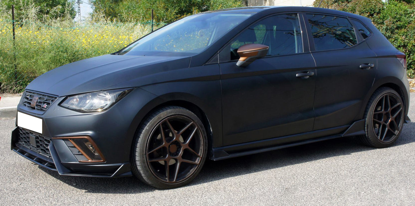 SEAT IBIZA V 2017+ SPOILER FR SIDE SPOILERS UNDER SKIRT ABS BLACK SPLITTER MUSTACHE