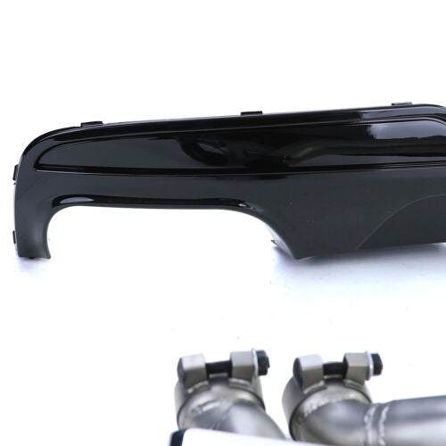 Glossy Rear Diffuser + Duplex V8 Exhaust Tip Conversion Fit For BMW F10 F11 520 525 530