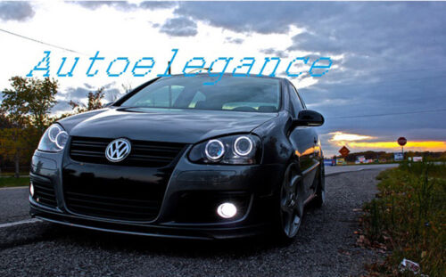 VW GOLF 5 MK5 FARI ANTERIORI ANGEL EYES BIANCHI A LED LOOK GTI +ANABBAGLIANTI + ABBAGLIANTI