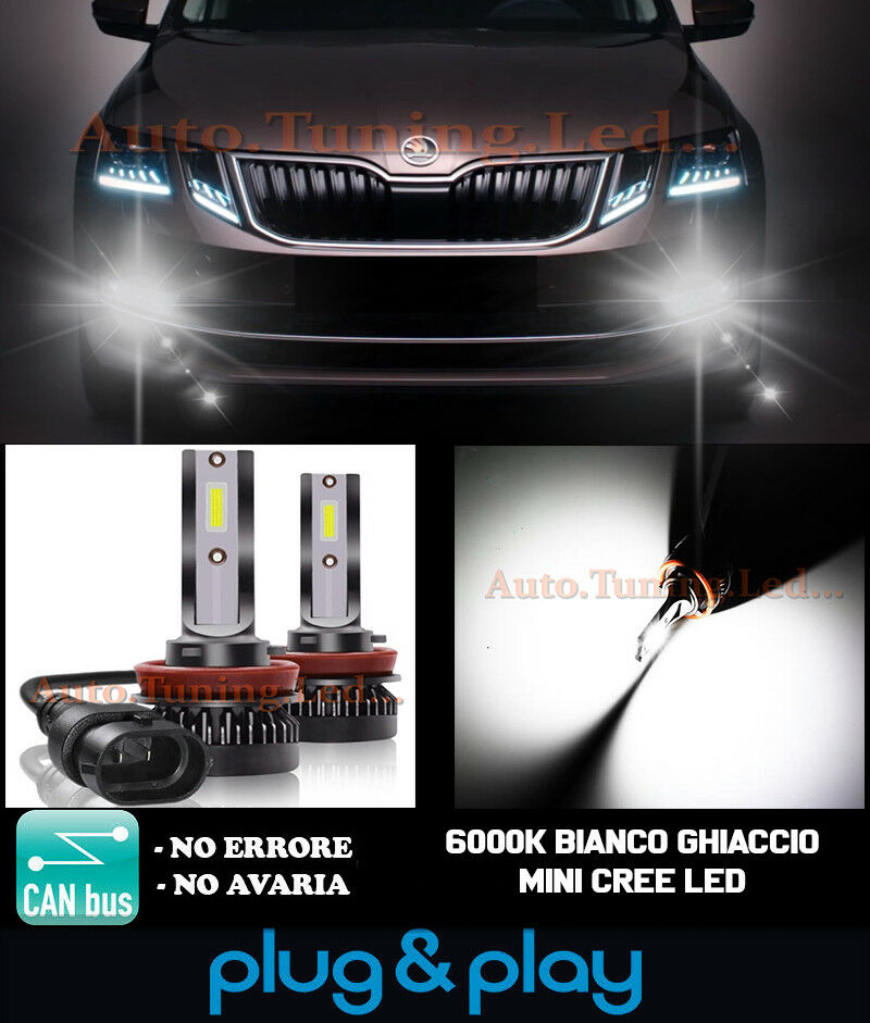 LAMPADE FENDINEBBIA A LED CREE SKODA OCTAVIA III CAMBUS BIANCO GHIACCIO 8000LM