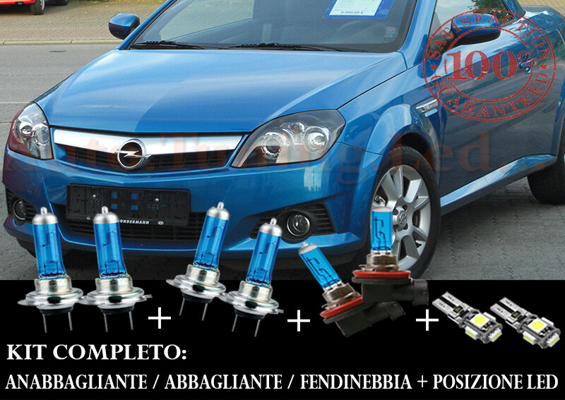 OPEL TIGRA TWINTOP 2004-2009 SET COMPLETO LAMPADE BLU XENON + POSIZIONE A LED