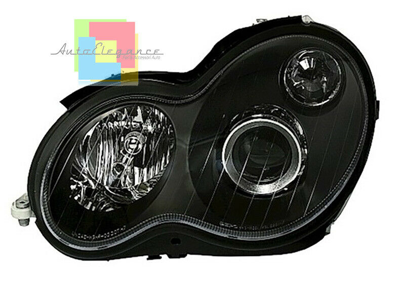 MERCEDES CLASSE C W203 2000-2006 FARI ANTERIORI LENTICOLARI NERI