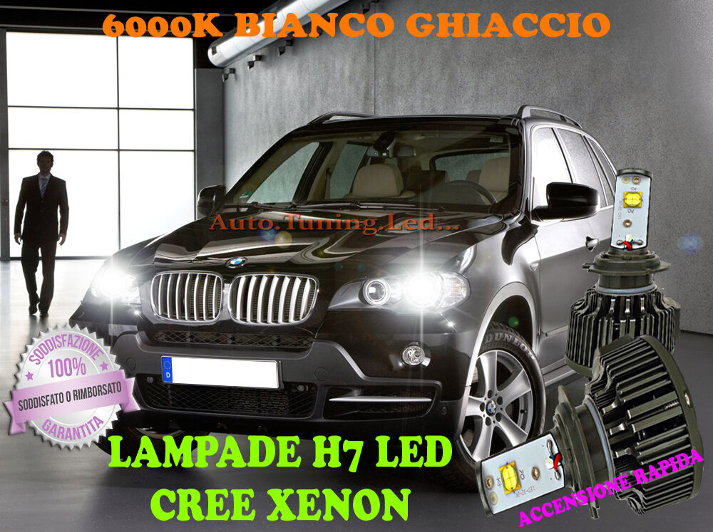 BMW X5 E70 LAMPADE H7 CREE XENON ANABBAGLIANTE 6000K BIANCO SOLO FARI ALOGENI AUTOELEGANCERICAMBI