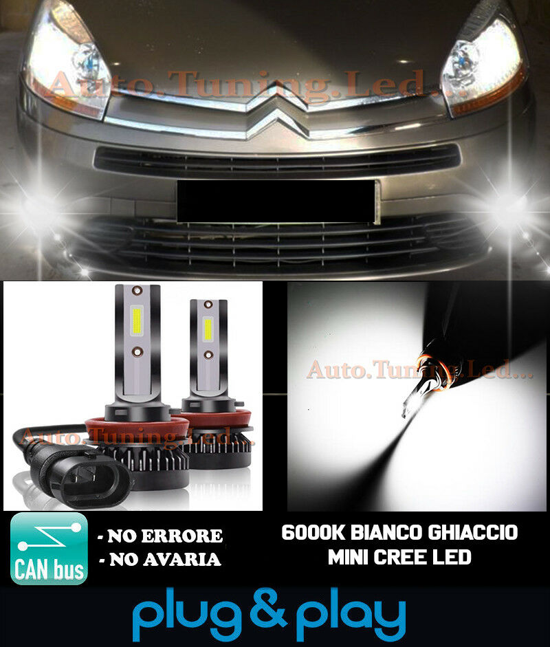 LAMPADE FENDINEBBIA A LED CREE CITROEN C4 PICASSO CAMBUS BIANCO GHIACCIO 8000LM