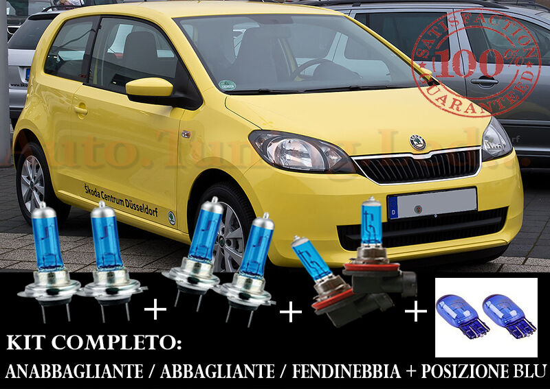 SKODA CITIGO COMPLETE SET BLUE XENON LAMPS + BLUE XENON POSITION T20