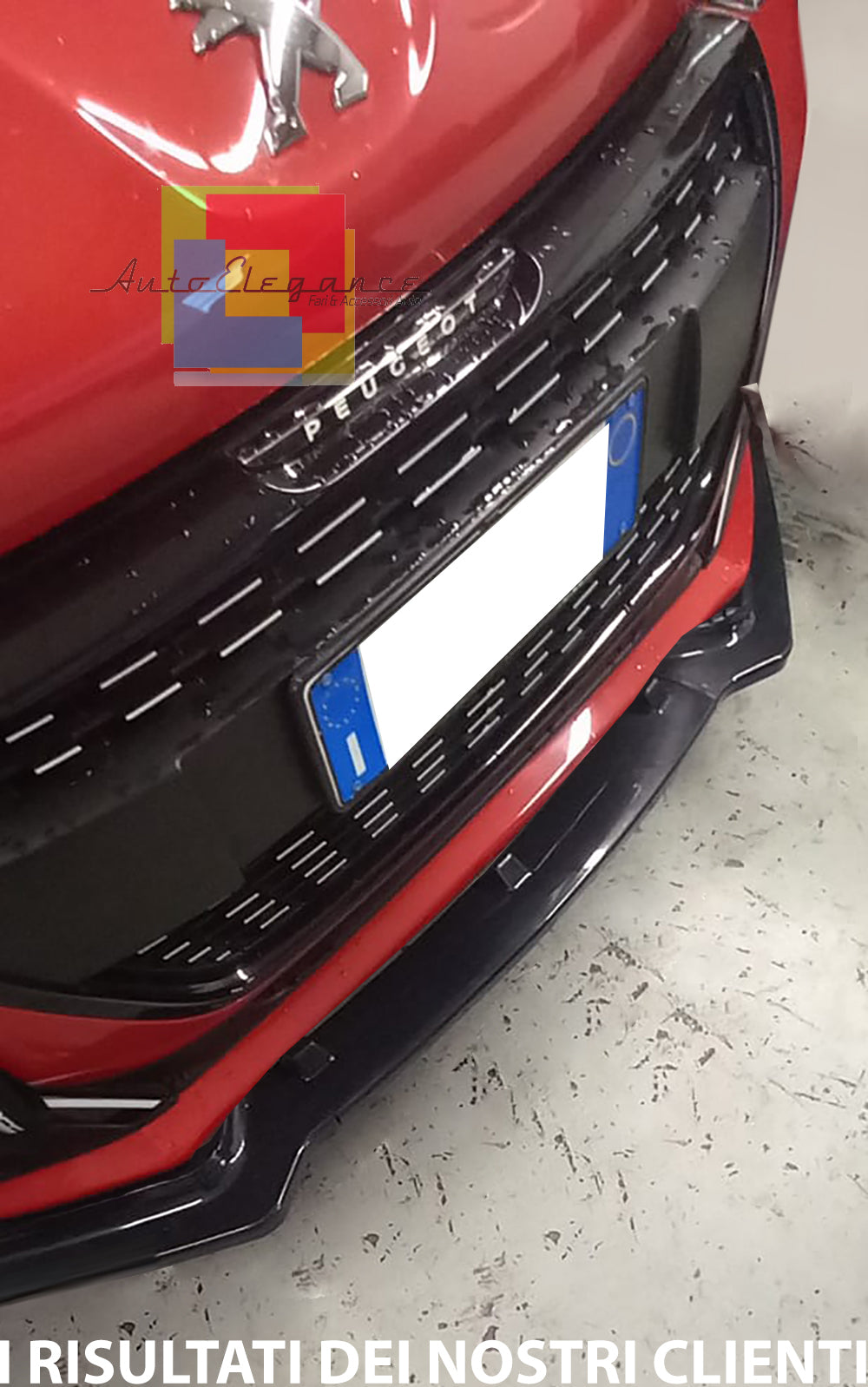 SPLITTER BLADE UNDER FRONT BUMPER PEUGEOT 208 ABS GLOSSY BLACK
