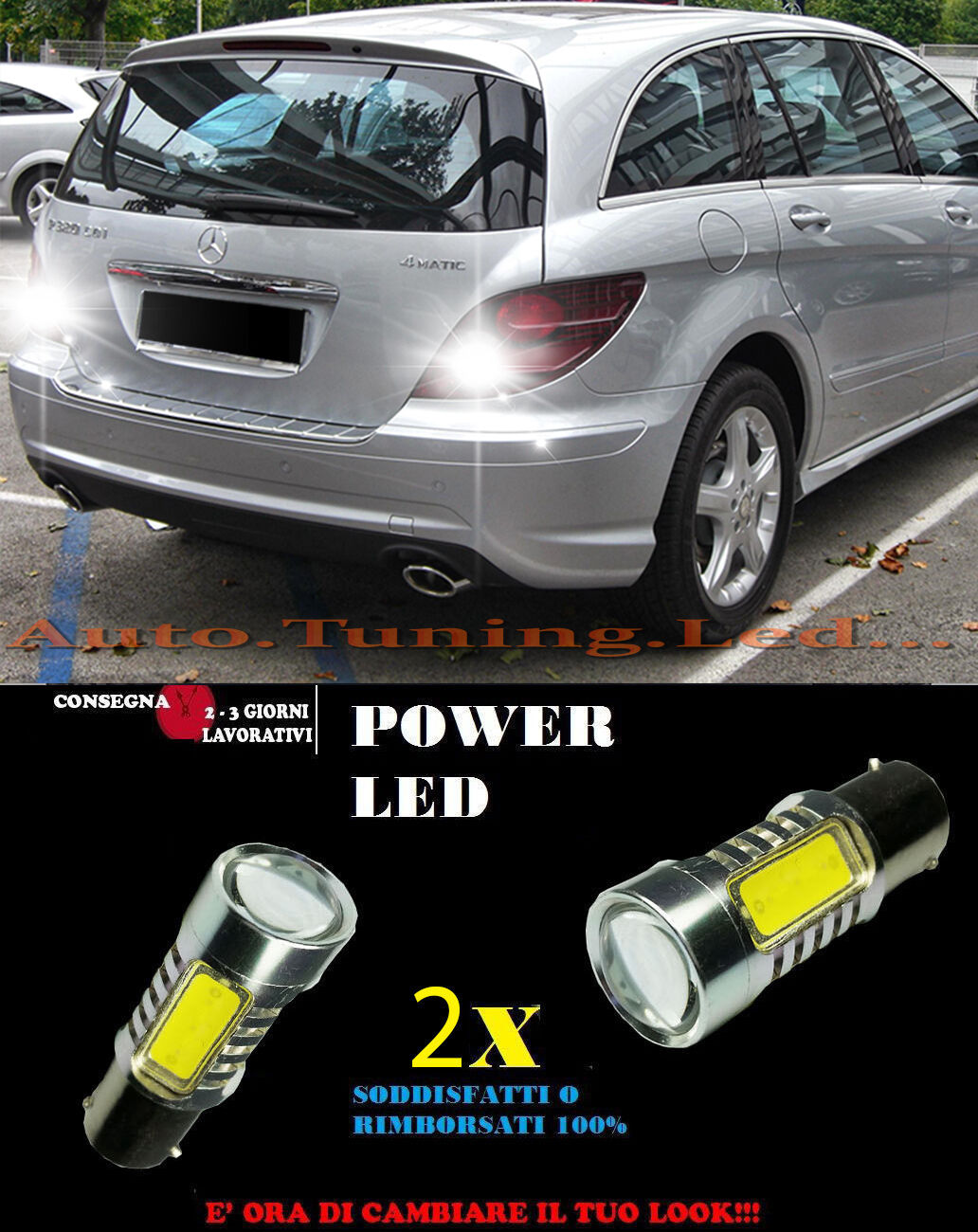 MERCEDES R W251 06-09 6000K LAMPADE RETROMARCIA A LED P21W BA15 CANBUS NO ERROR