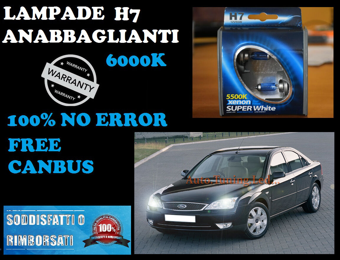 FORD MONDEO COPPIA LAMPADE H7 BLUE XENON BIANCO ANABBAGLIANTE 55W 12V
