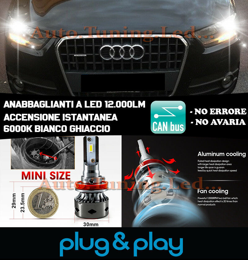 LAMPADE ANABBAGLIANTI LED AUDI Q3 ISTANTANEO NO AVARIA 12.000LM