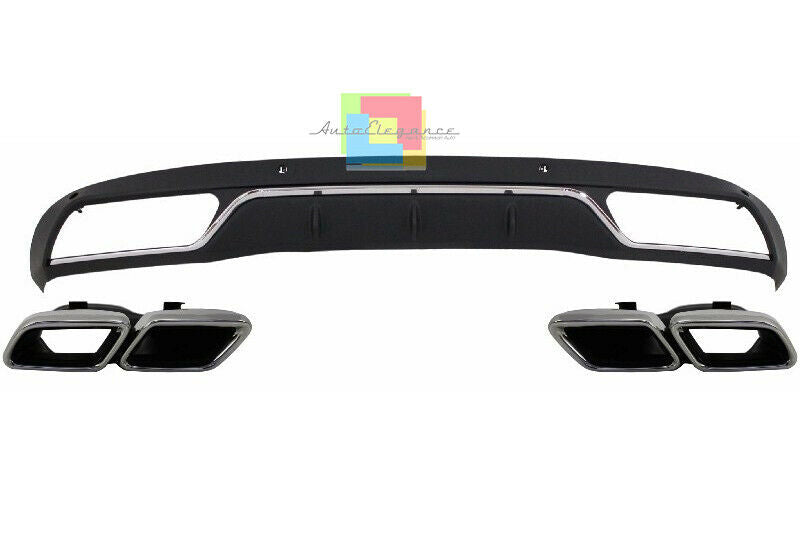 UNDER BUMPER MERCEDES C CLASS W205 AMG REAR DIFFUSER & TIPPER .-