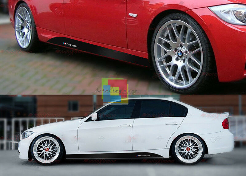 VINILI ADESIVI BMW SERIE 3 E90 E91 E92 E93 SU MINIGONNE LATERALI LOGO M SPORT