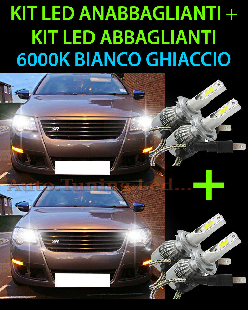 KIT LED LAMPADE ABBAGLIANTI & ANABBAGLIANTI PER VW PASSAT 3C B6 2005-2010 -.