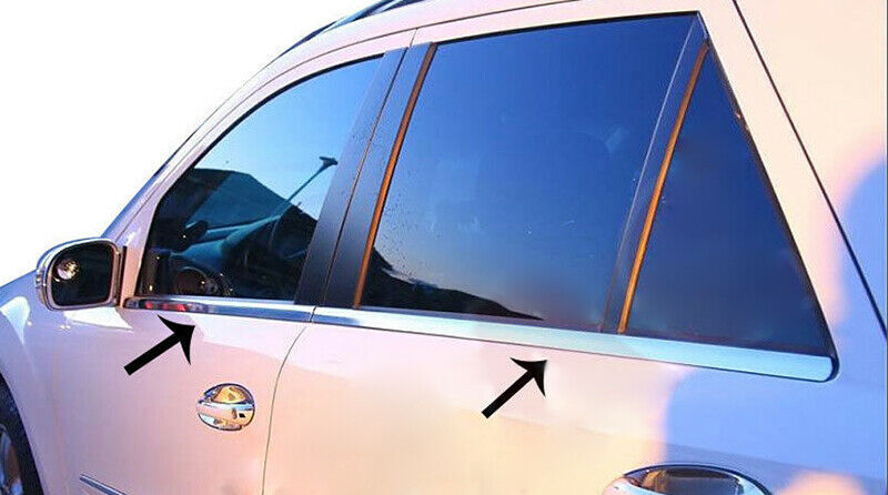 MODANATURE ADESIVE Mercedes ML W164 CORNICI FINESTRINI CROMATE ACCIAIO INOX .