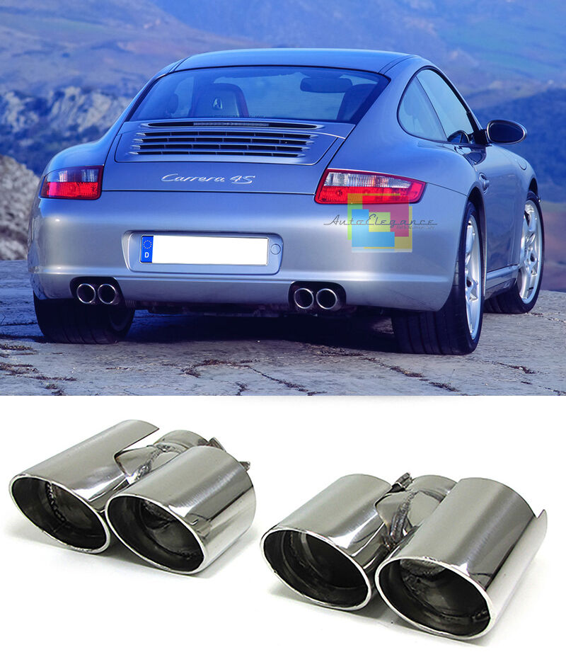 COPPIA TERMINALI DI SCARICO PORSCHE CARRERA 911 997 2004-2012 ACCIAIO INOX AUTOELEGANCERICAMBI