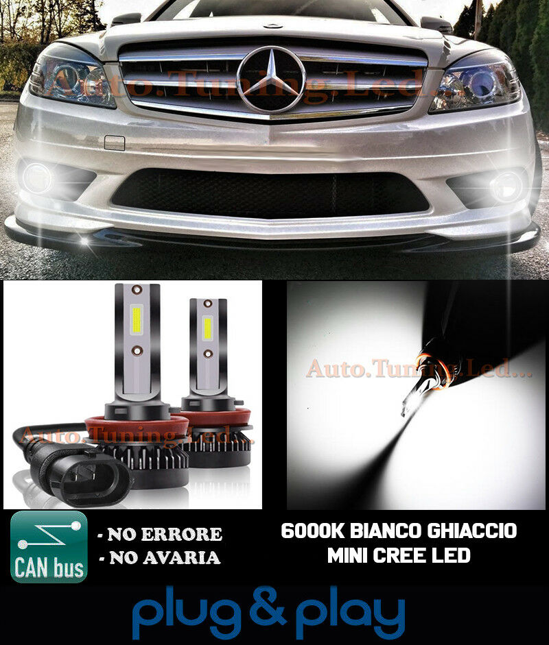 LAMPADE FENDINEBBIA A LED CREE MERCEDES C W204 CAMBUS BIANCO GHIACCIO 8000LM