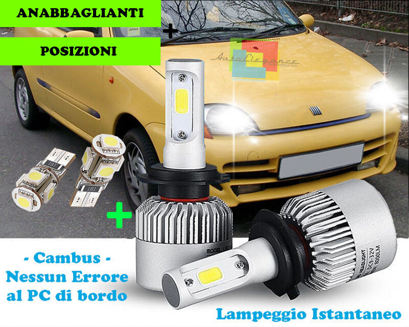 LAMPADE ABBAGLIANTI ANABBAGLIANTI + POSIZIONI LED FIAT 600 SEICENTO CREE