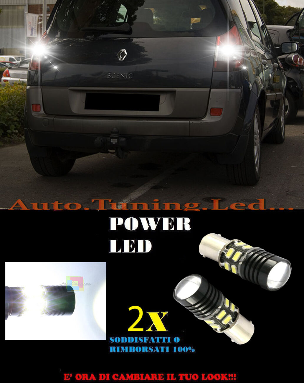 LAMPADE RETROMARCIA A LED P21W BA15 RENAULT SCENIC 6000K CANBUS NO ERROR