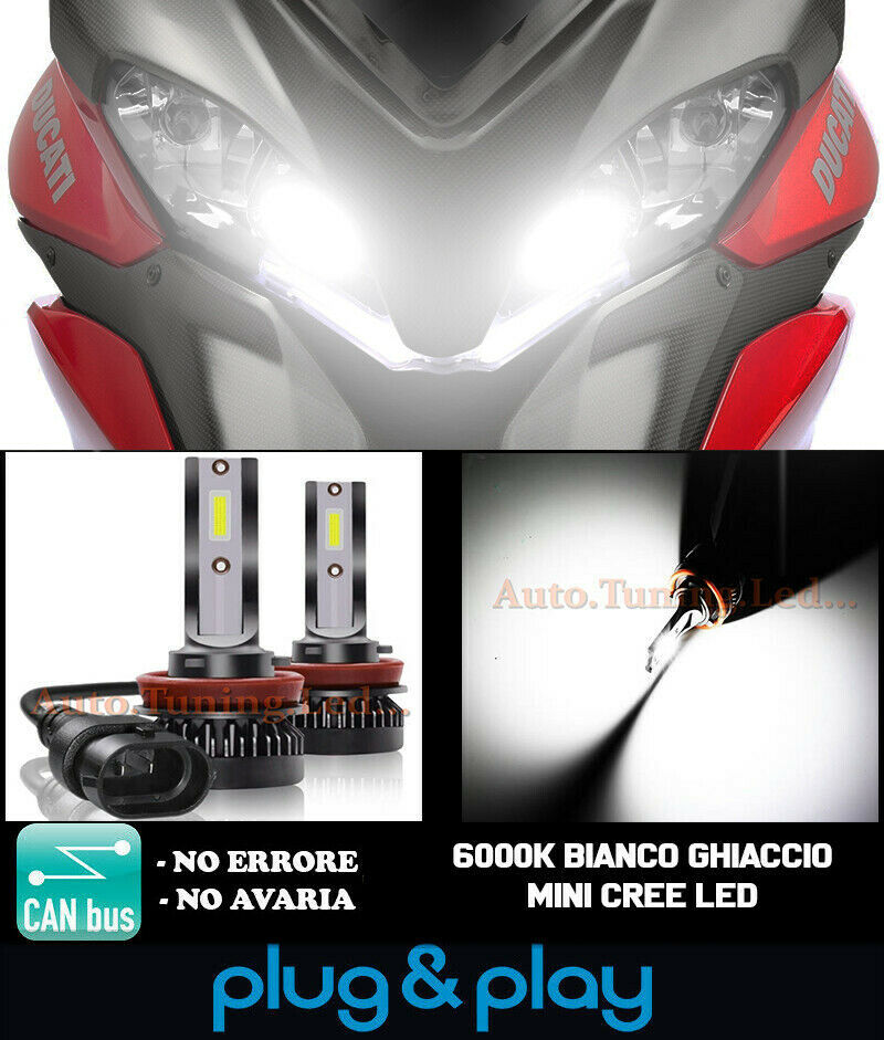 DUCATI MULTISTRADA 1200 LAMPADE LED H11 6000K CANBUS 9000LM ABBAGLIANTI