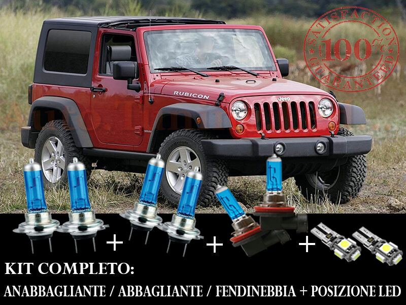 JEEP WRANGLER III JK 2007+ SET COMPLETO LAMPADE BLU XENON + POSIZIONE A LED
