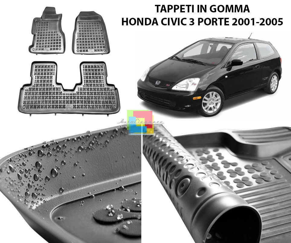 HONDA CIVIC 3 PORTE 2001-2005 TAPPETINI AUTO IN GOMMA - TAPPETI TOP QUALITA -1