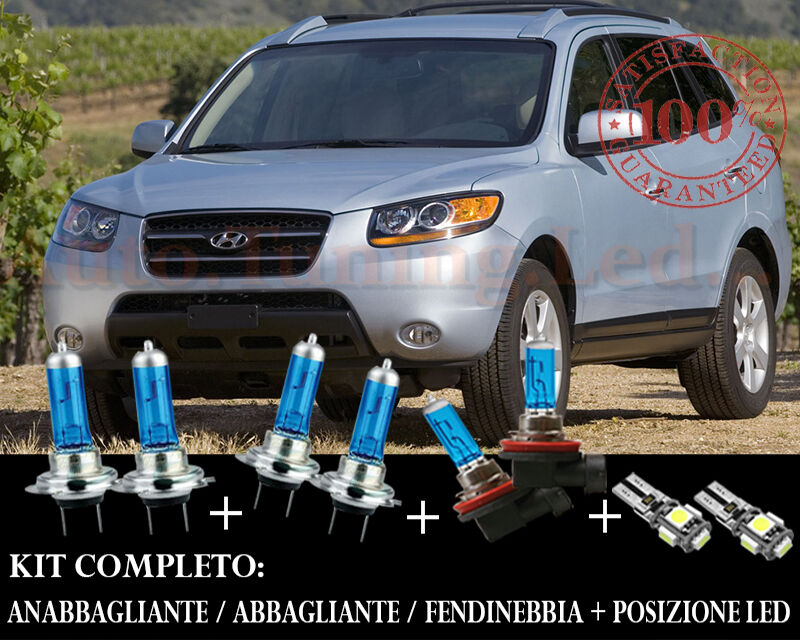 HYUNDAI SANTA FE 06-12 SET COMPLETO LAMPADE BLU XENON + POSIZIONE A LED