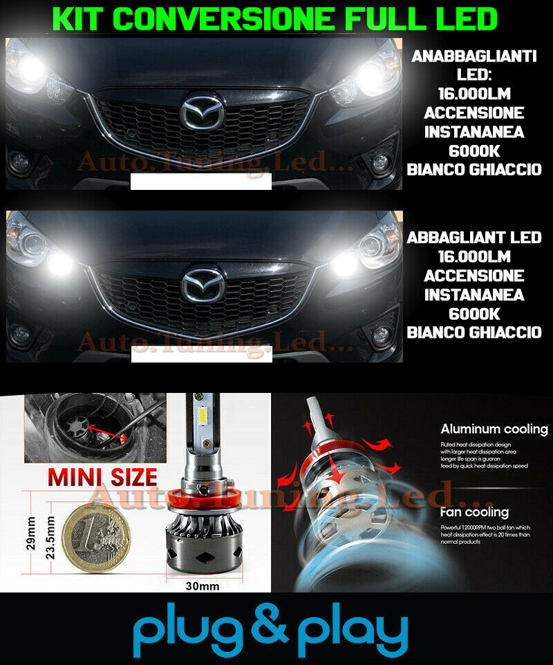 LAMPADE ANABBAGLIANTI + ABBAGLIANTI DIURNE MAZDA CX-5 NO AVARIA 16.000LM