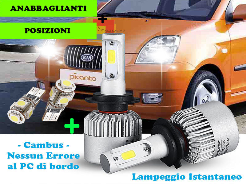 HIGH BEAM LOW BEAM + POSITIONS LED LAMPS KIA PICANTO 2004-2011 CREE