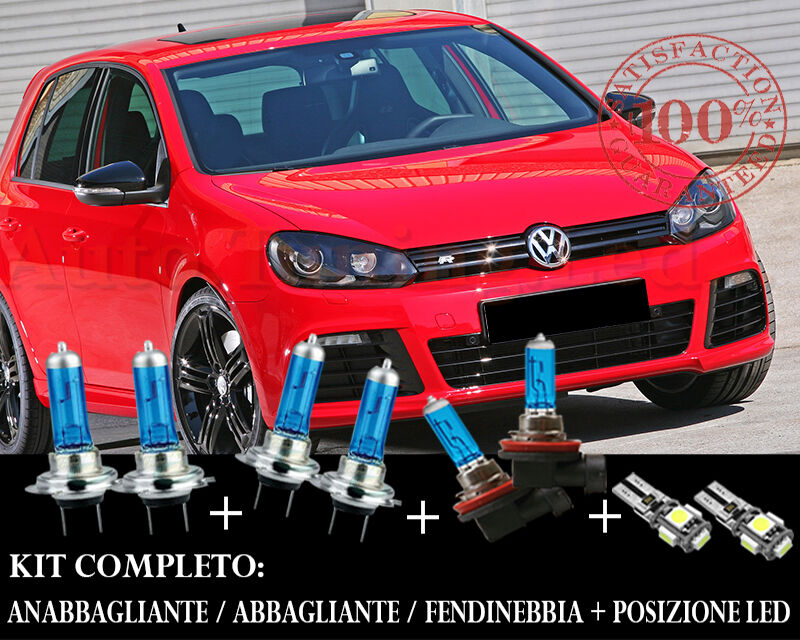 VW GOLF 6 2008-2012 SET COMPLETO LAMPADE BLU XENON + POSIZIONE A LED