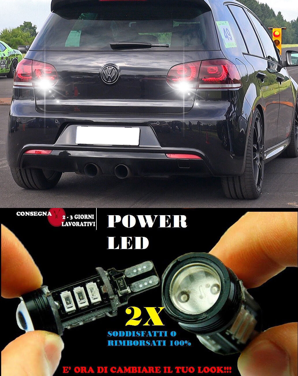 VW GOLF 6 2008-2012 6000K LAMPADE RETROMARCIA A LED T15 W16W CANBUS NO ERROR