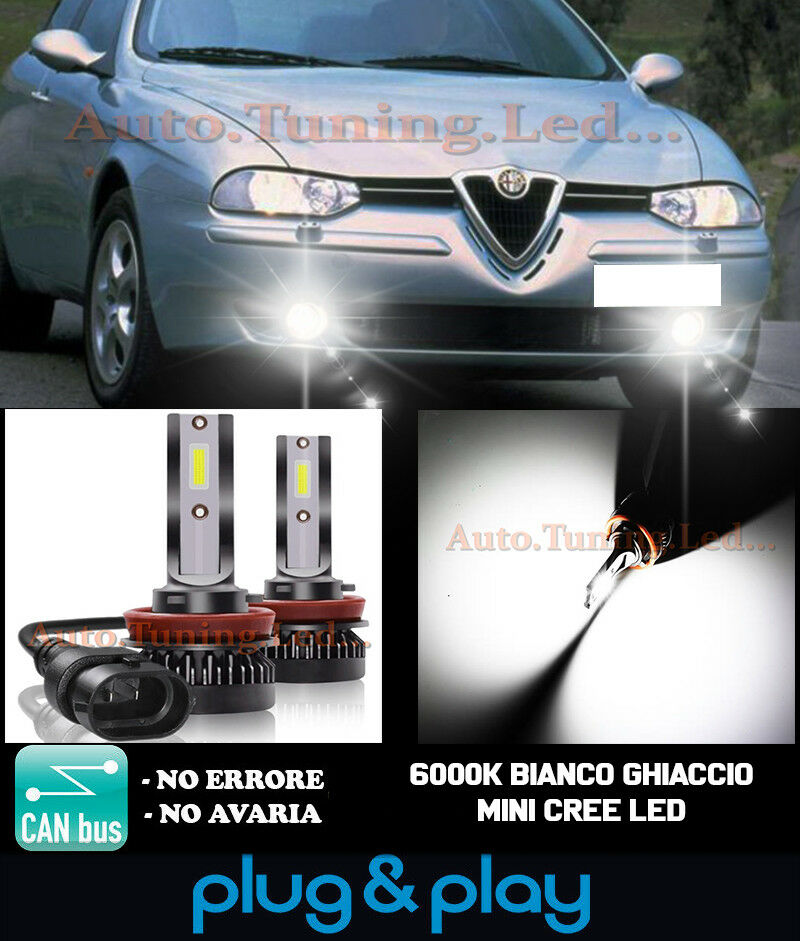 LAMPADE FENDINEBBIA A LED CREE ALFA ROMEO 156 CAMBUS BIANCO GHIACCIO 8000LM
