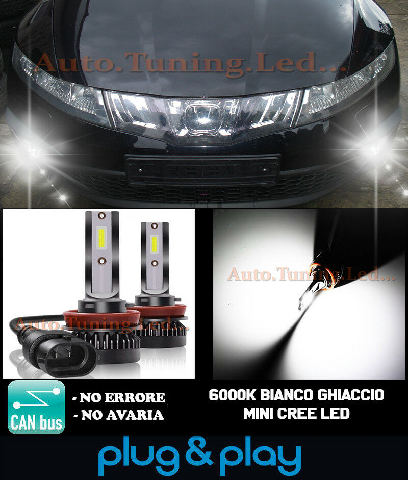 LAMPADE FENDINEBBIA A LED CREE HONDA CIVIC 8 VIII CAMBUS BIANCO GHIACCIO 8000LM