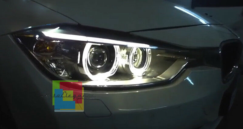 BMW SERIE 3 F30 F31 2011+ FARI ANTERIORI ANGEL EYES LED + KIT BILED INSTALLATO AUTOELEGANCERICAMBI