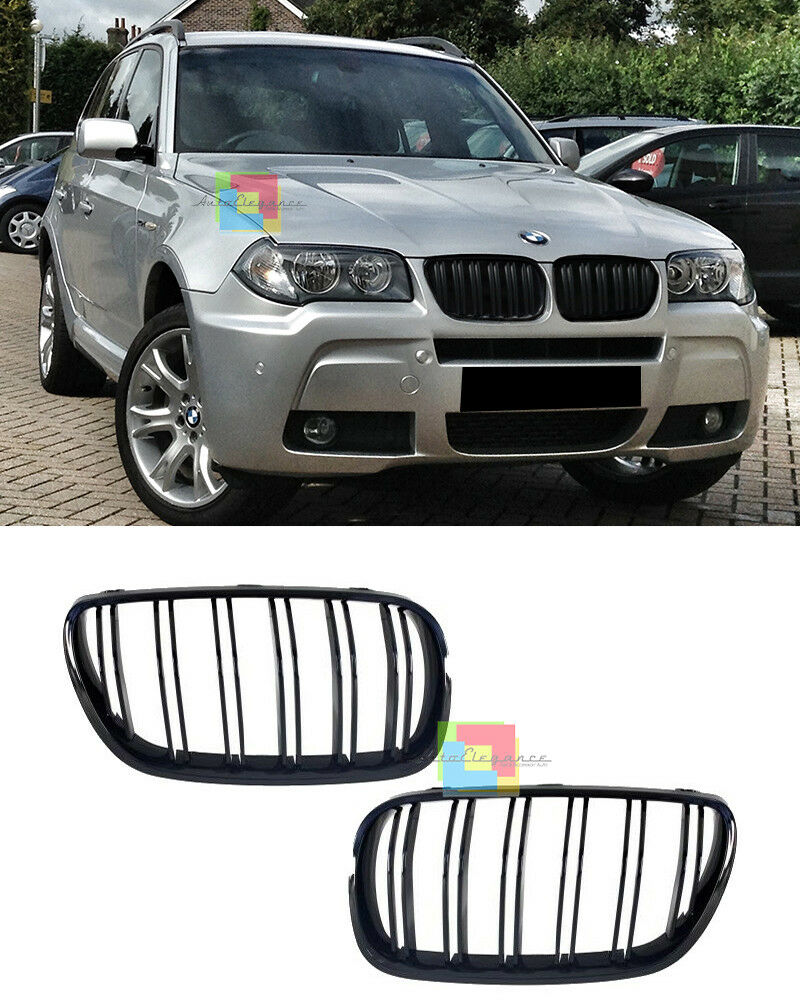 GRIGLIA ANTERIORE LOOK M PER BMW X3 E83 2007-2010 LCI LIFT NERA DOPPIA FASCIA .-