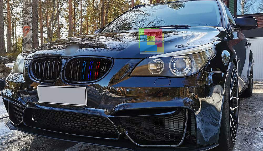MASCHERINE DOPPIA STRISCIA BMW SERIE 5 E60 E61 GRIGLIE ANTERIORI M5 3 COLORI