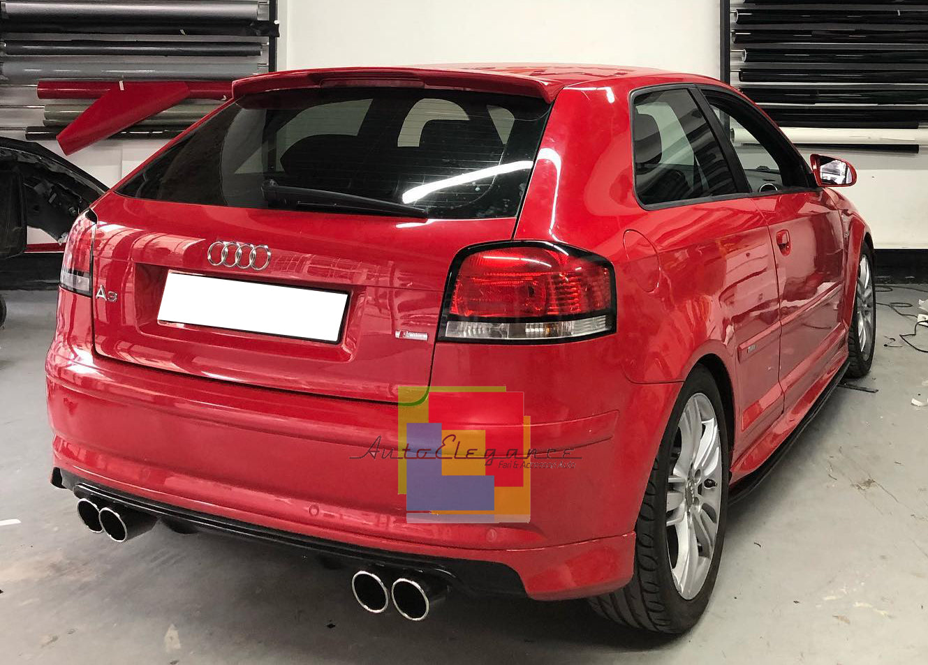 AUDI A3 8P 3 PORTE 2003-2008 DIFFUSORE POSTERIORE S3 SOTTO PARAURTI ABS DOPPIO AUTOELEGANCERICAMBI