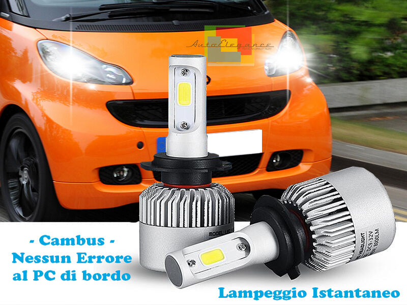LAMPADE ANABBAGLIANTI LED SMART FORTWO 451 LAMPEGGIO ISTANTANEO 6000K
