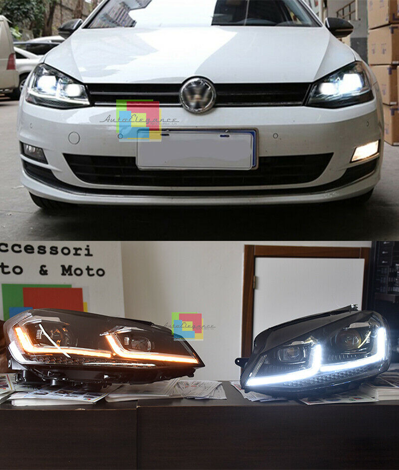 VW GOLF 7 VII 2012 al 2017 FARI ANTERIORI FANALI DIURNA LED FRECCIA DINAMICA R