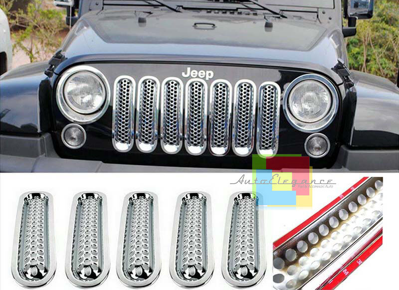 ADHESIVE FRONT GRILLE JEEP RUBICON JK 2007-2016 CHROME IN ABS